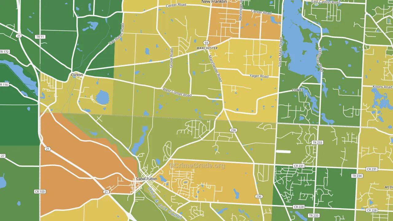 Clinton, OH Map of Burglary Rates