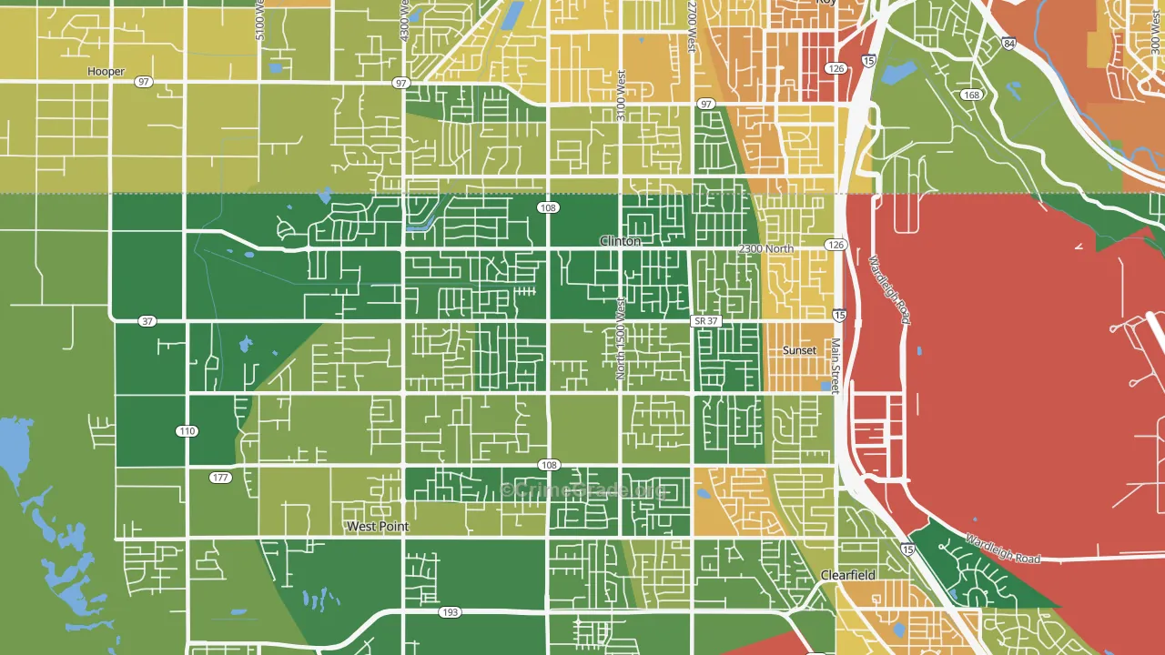 Clinton, UT Map of Burglary Rates