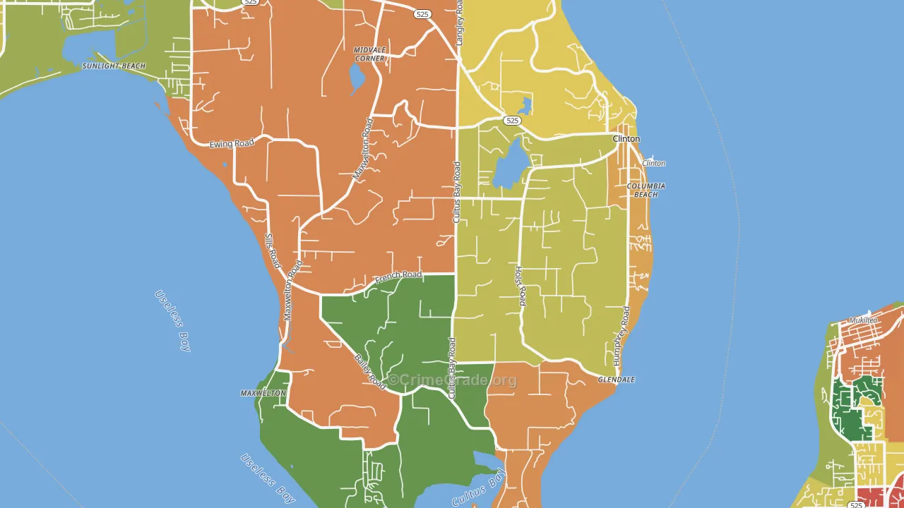 Clinton, WA Map of Burglary Rates