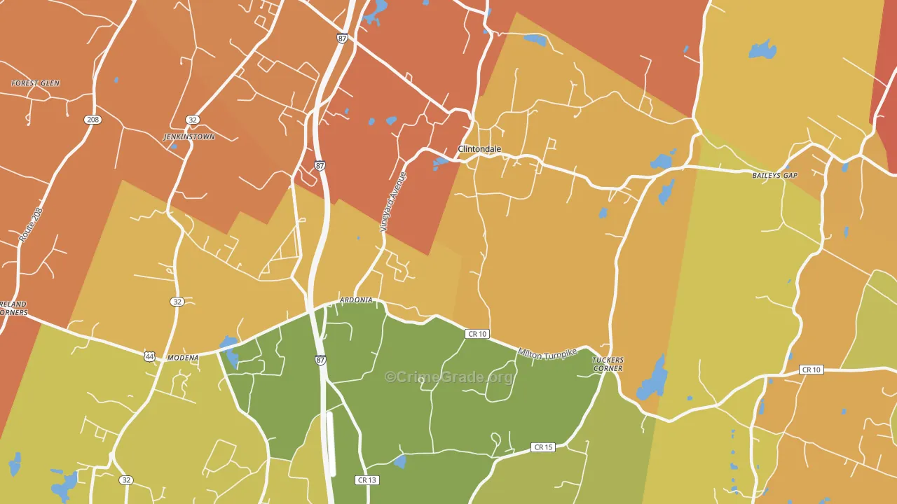 Clintondale, NY Map of Burglary Rates