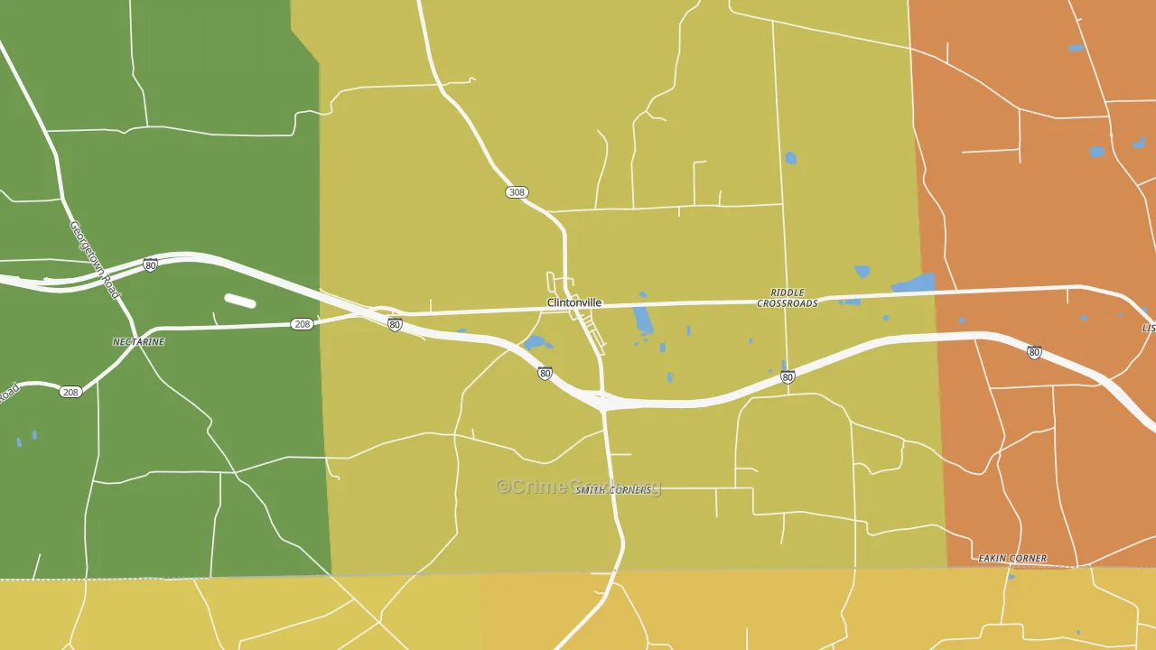 Clintonville, PA Map of Burglary Rates
