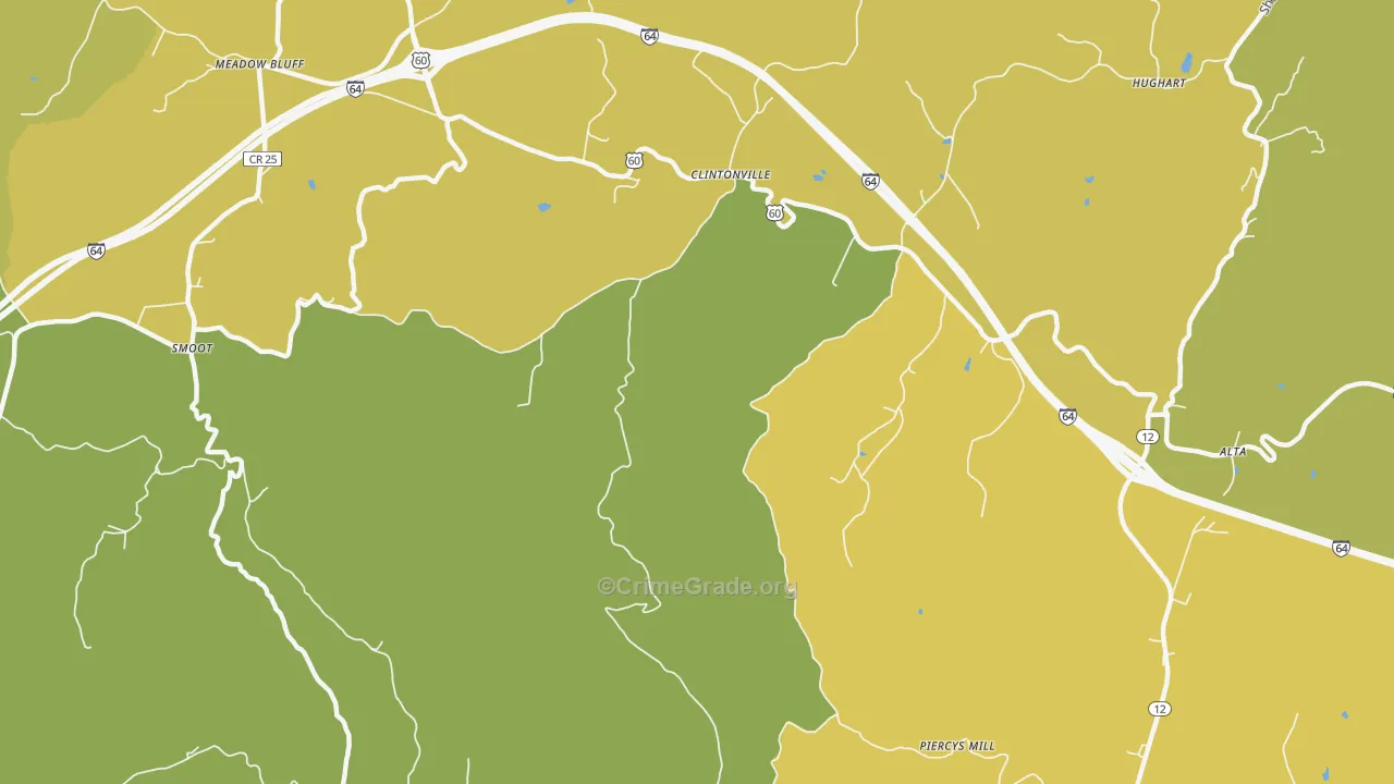Clintonville, WV Map of Burglary Rates