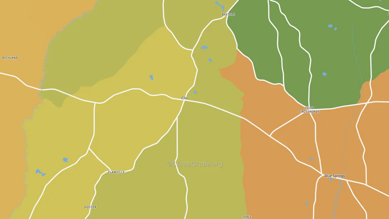 Clio, AL Map of Burglary Rates