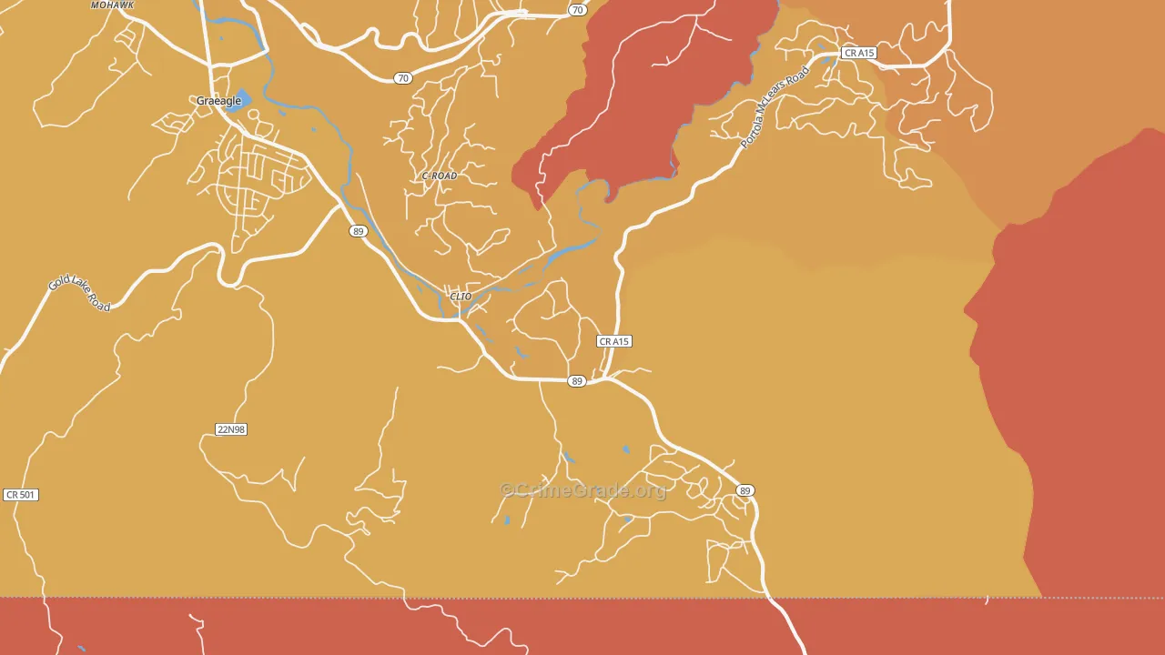 Clio, CA Map of Burglary Rates