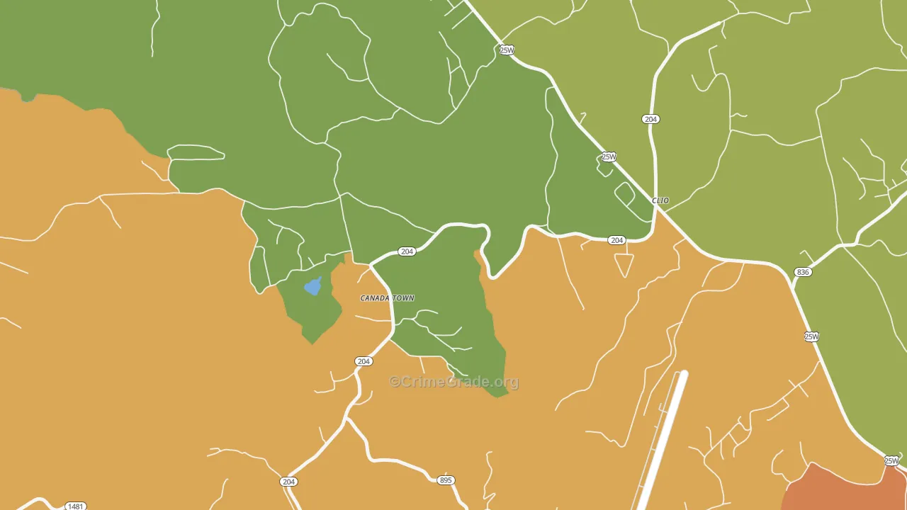 Clio, KY Map of Burglary Rates