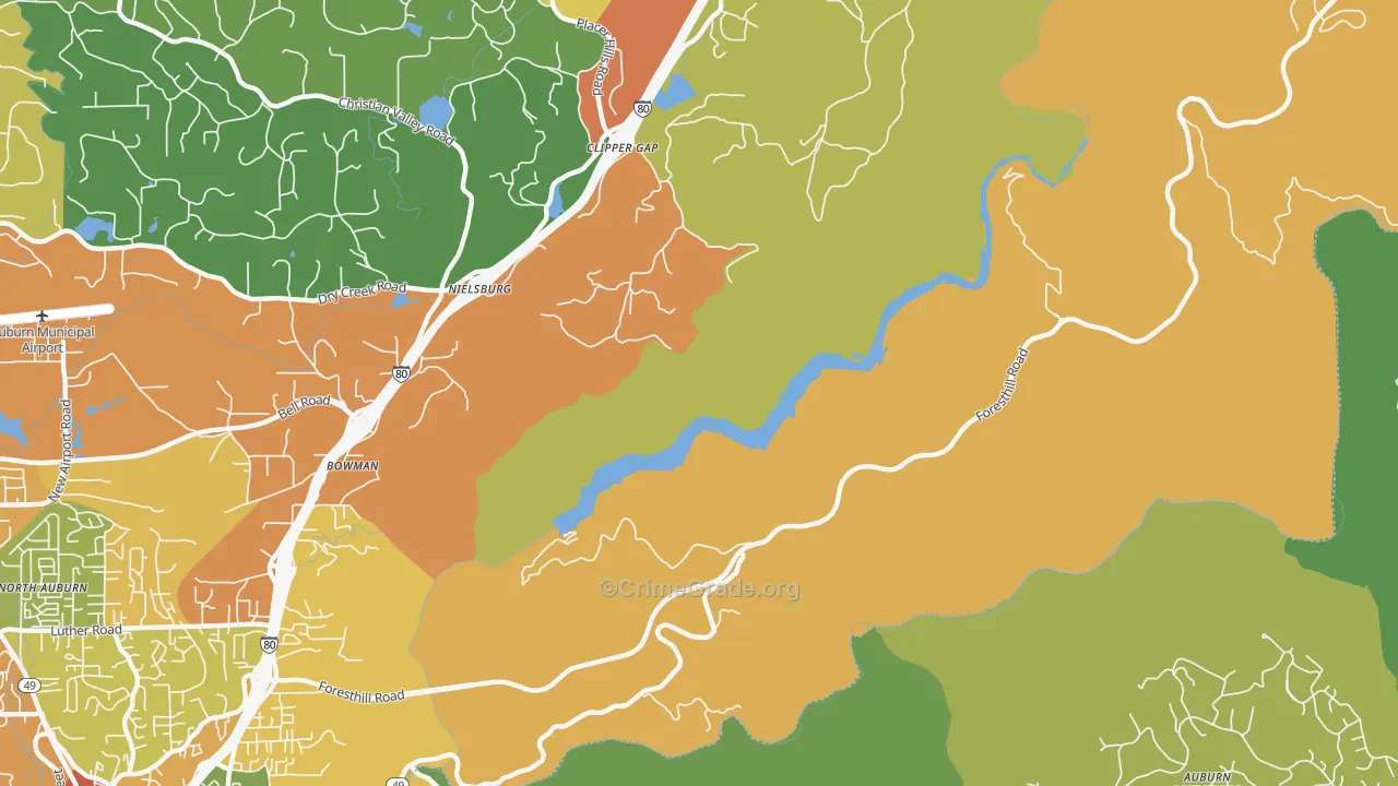 Clipper Gap, CA Map of Burglary Rates