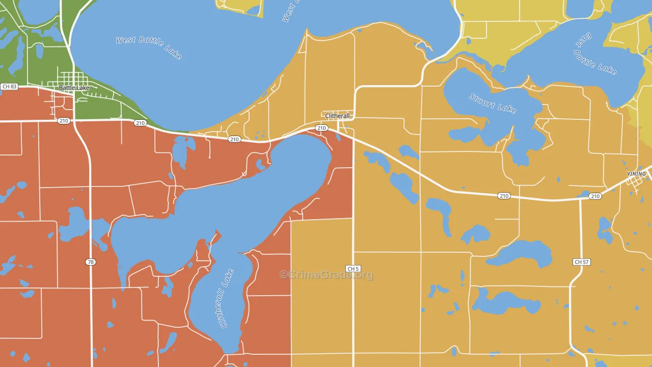 Clitherall, MN Map of Burglary Rates