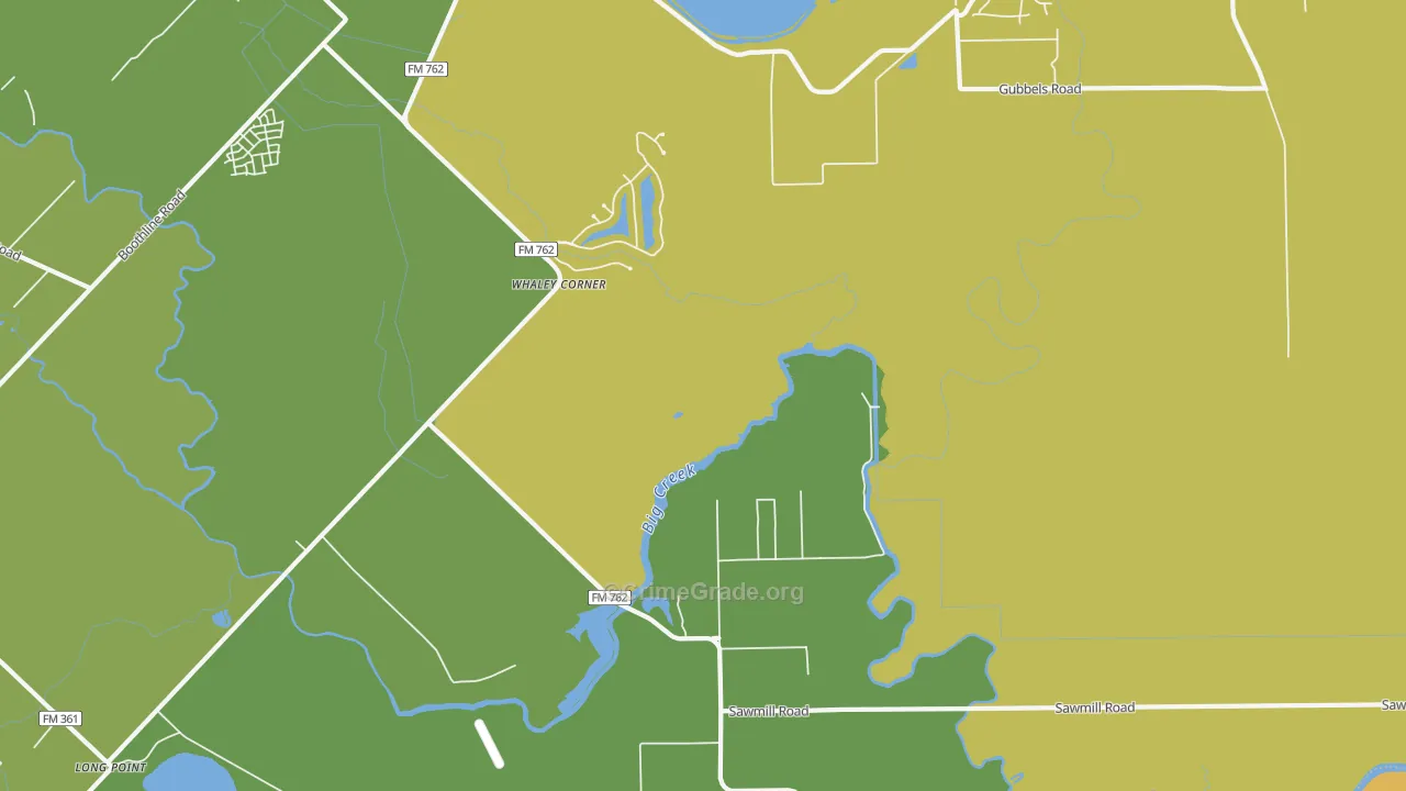 Clodine, TX Map of Burglary Rates