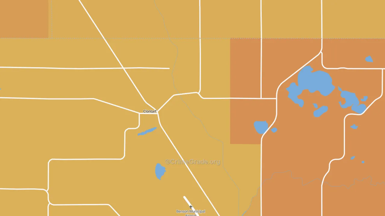 Clontarf, MN Map of Burglary Rates