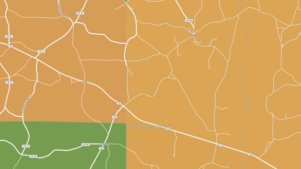 Clopton, AL Map of Burglary Rates