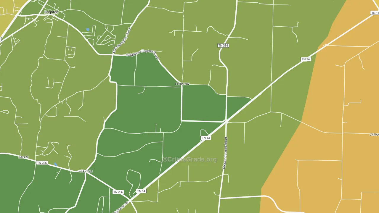 Clopton, TN Map of Burglary Rates