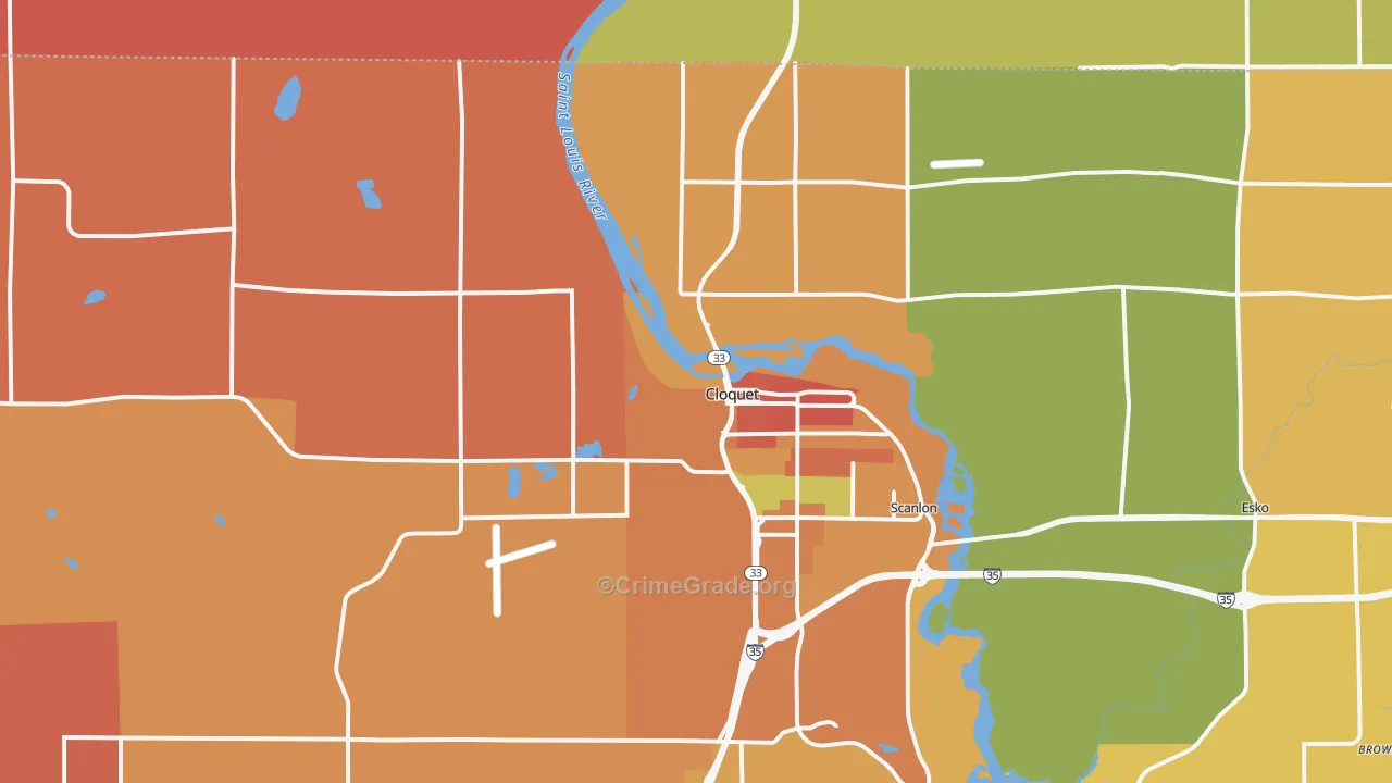 Cloquet, MN Map of Burglary Rates