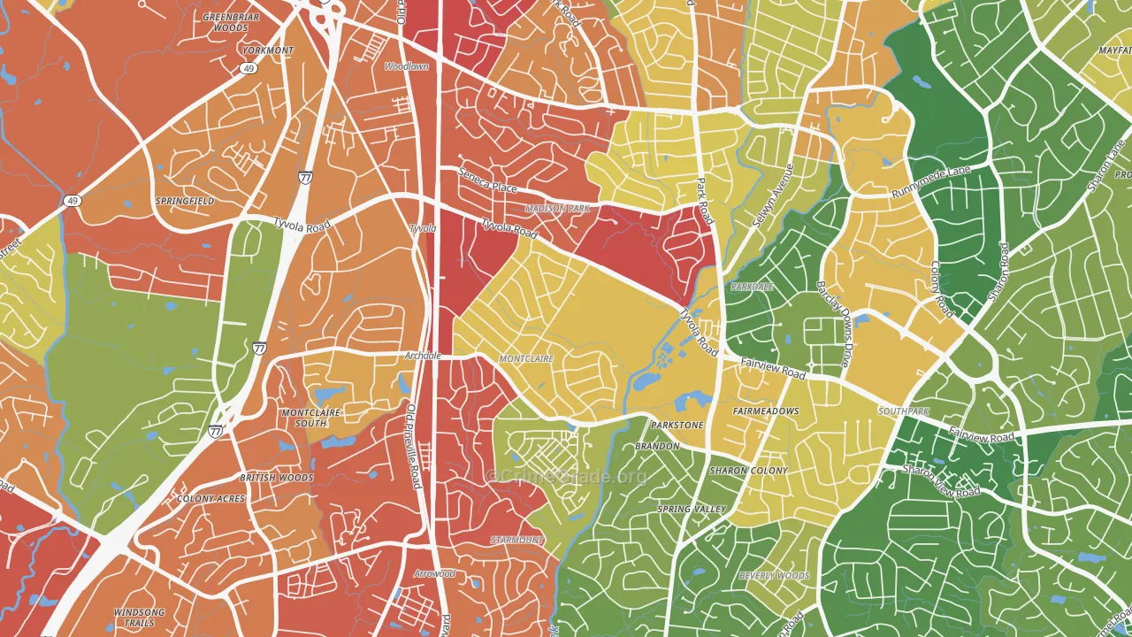 Closeburn-Glenkirk, Charlotte, NC Map of Burglary Rates