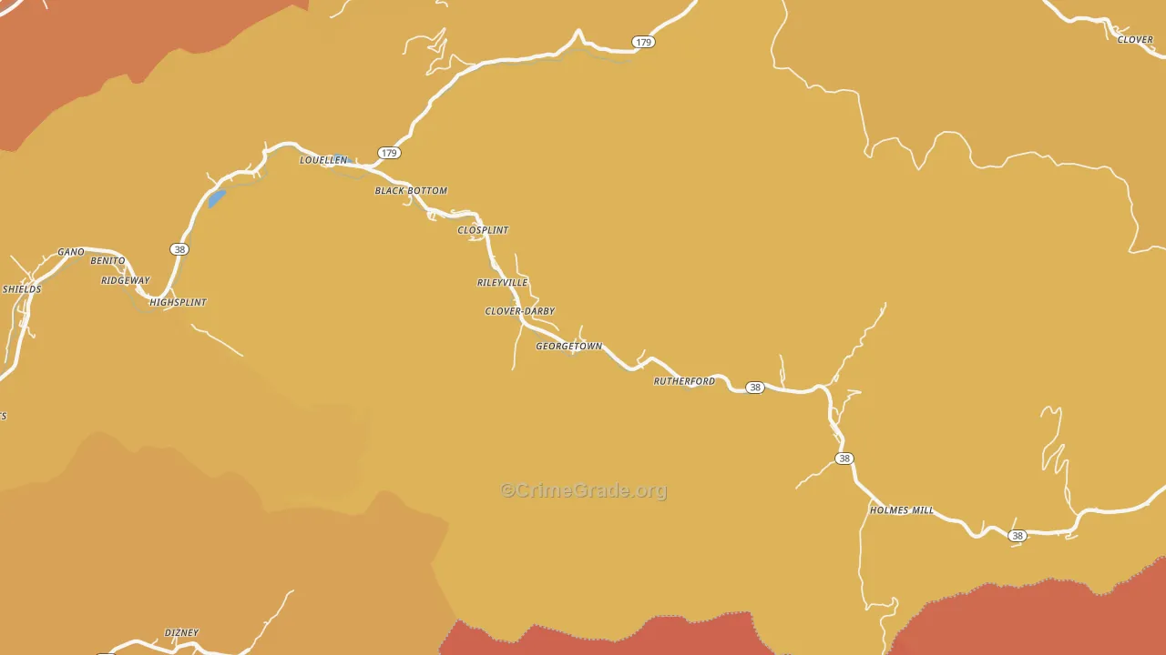 Closplint, KY Map of Burglary Rates