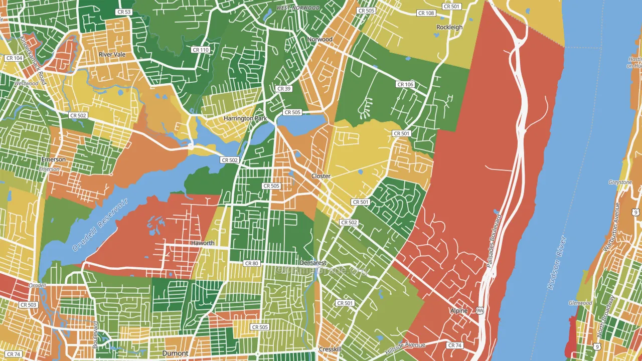 Closter, NJ Map of Burglary Rates