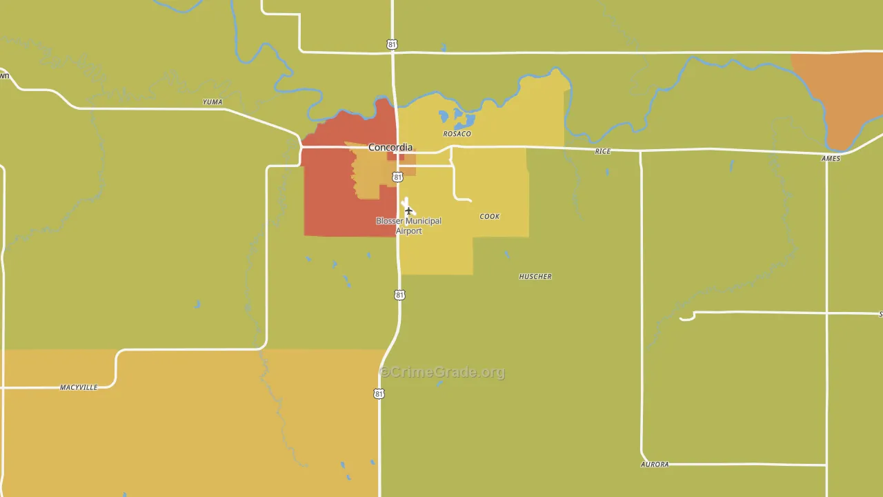 Cloud County, KS Map of Burglary Rates