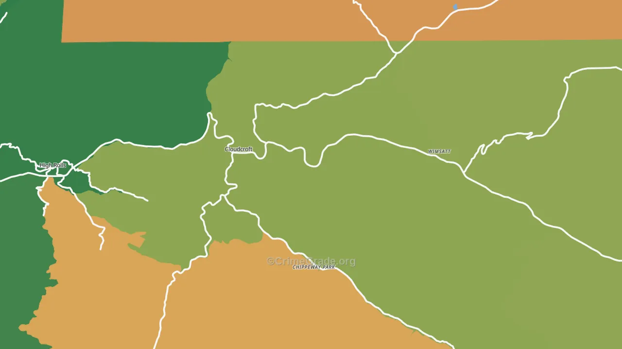 Cloudcroft, NM Map of Burglary Rates