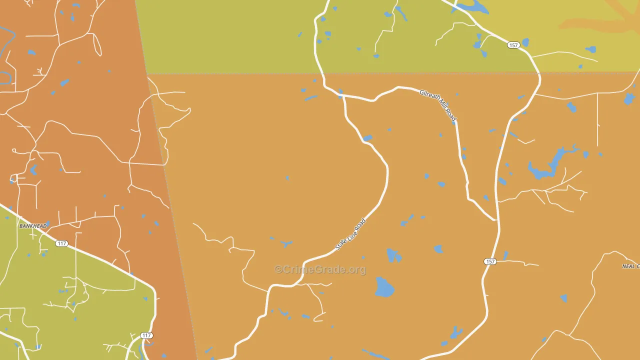 Cloudland, GA Map of Burglary Rates