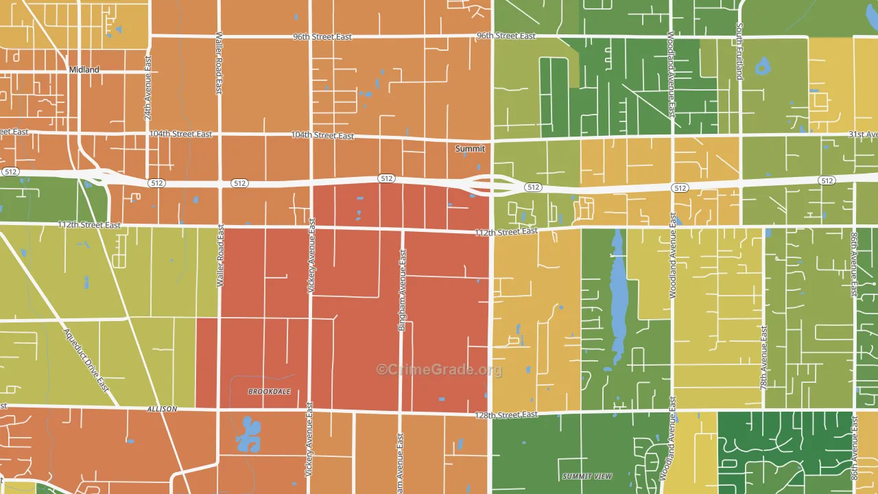 Clover Creek, WA Map of Burglary Rates