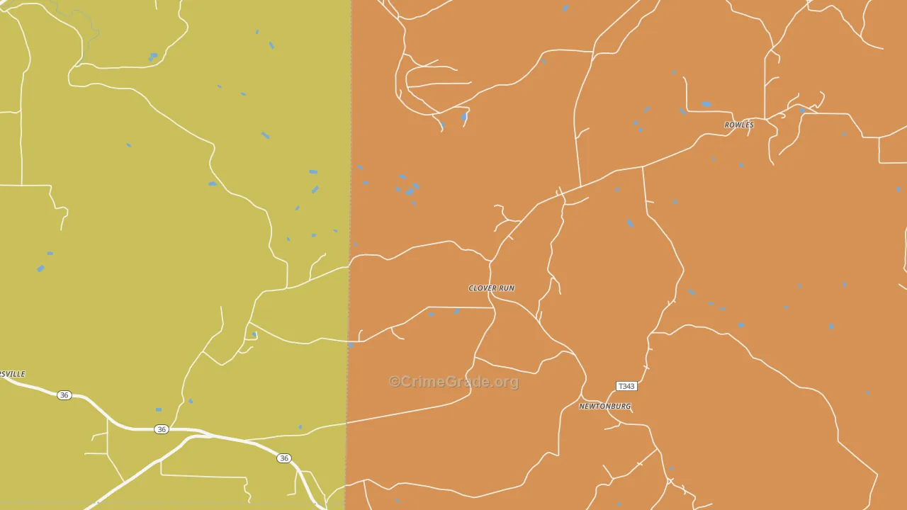 Clover Run, PA Map of Burglary Rates
