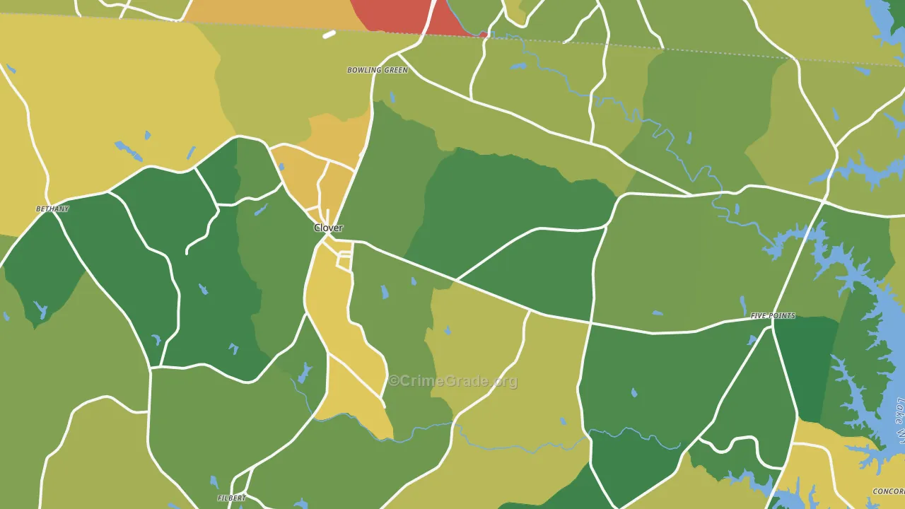 Clover, SC Map of Burglary Rates