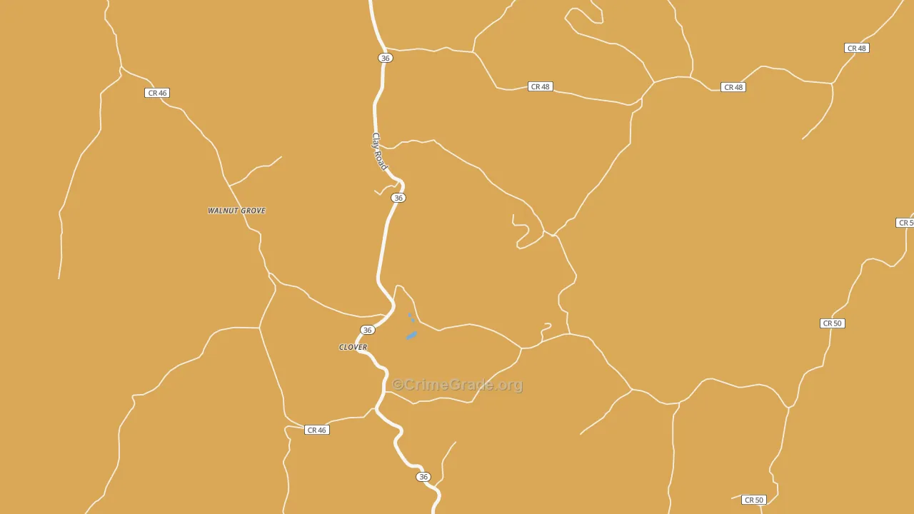 Clover, WV Map of Burglary Rates