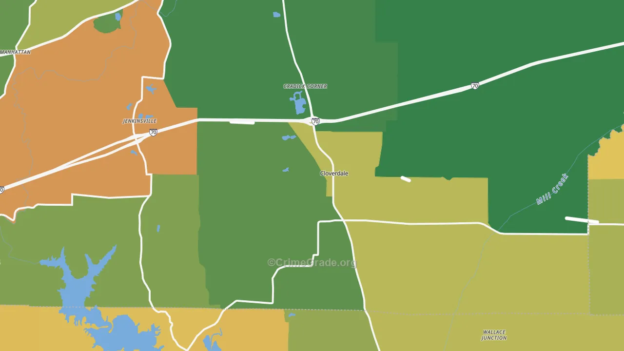 Cloverdale, IN Map of Burglary Rates