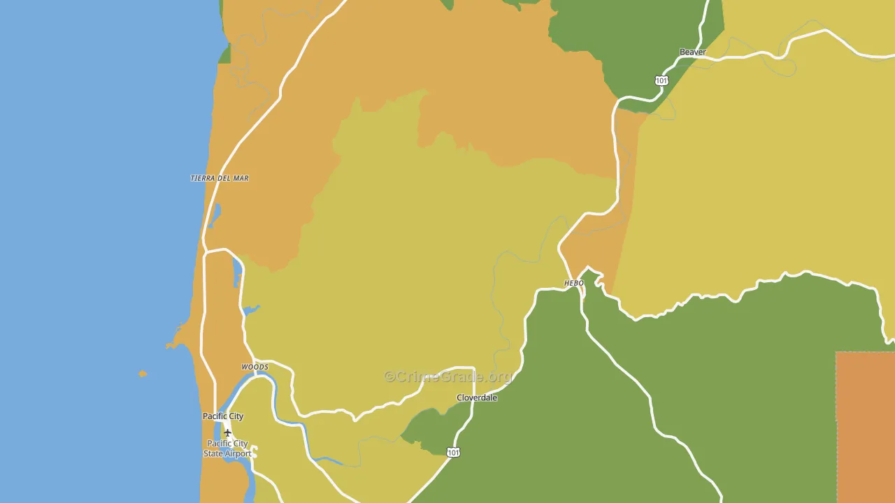 Cloverdale, OR Map of Burglary Rates