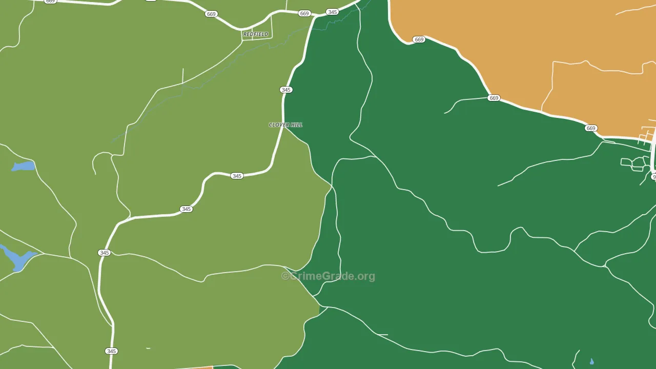 Cloverhill, OH Map of Burglary Rates