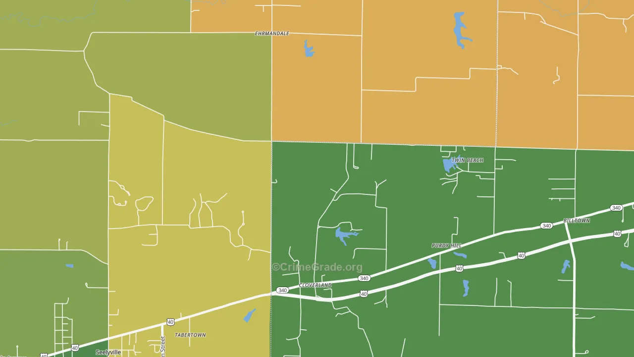 Cloverland, IN Map of Burglary Rates