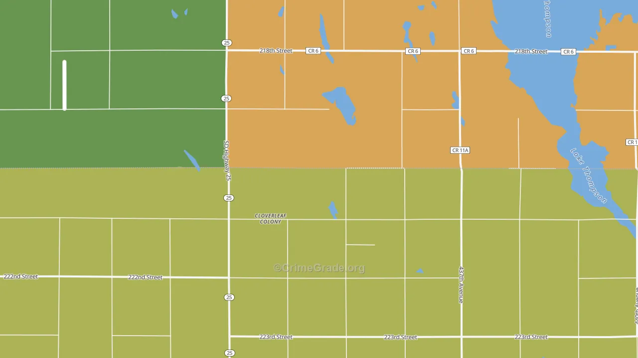 Cloverleaf Colony, SD Map of Burglary Rates
