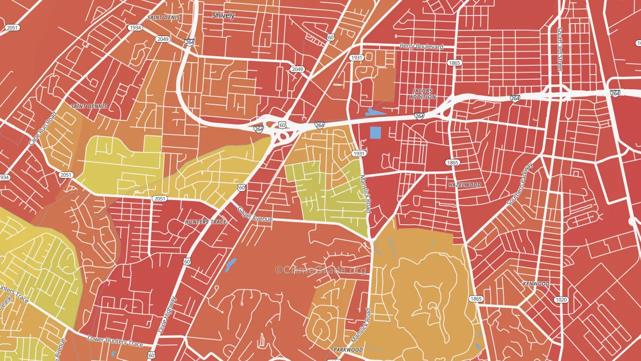 Cloverleaf, Louisville, KY Map of Burglary Rates