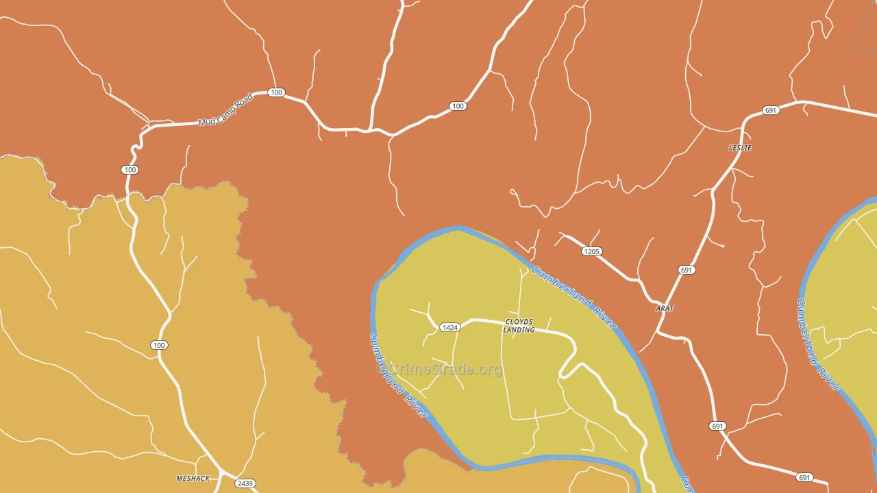 Cloyds Landing, KY Map of Burglary Rates
