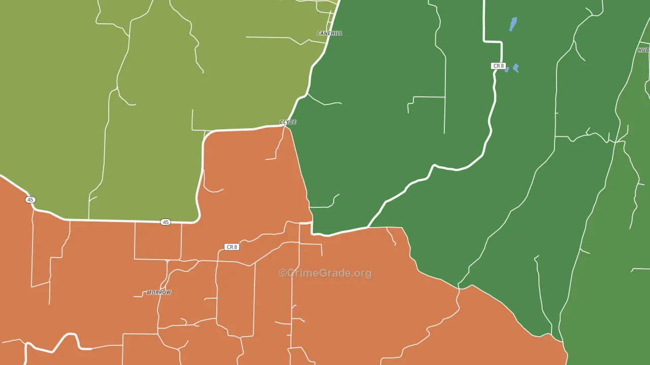 Clyde, AR Map of Burglary Rates