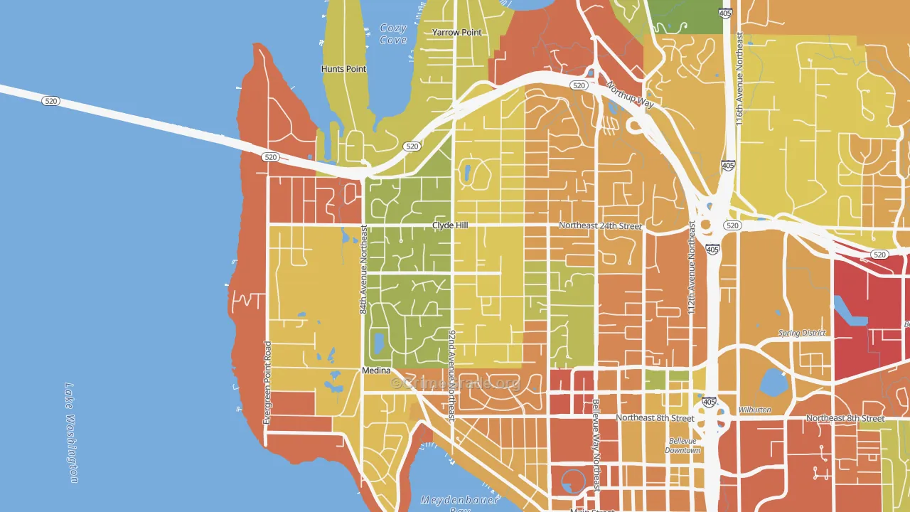 Clyde Hill, WA Map of Burglary Rates