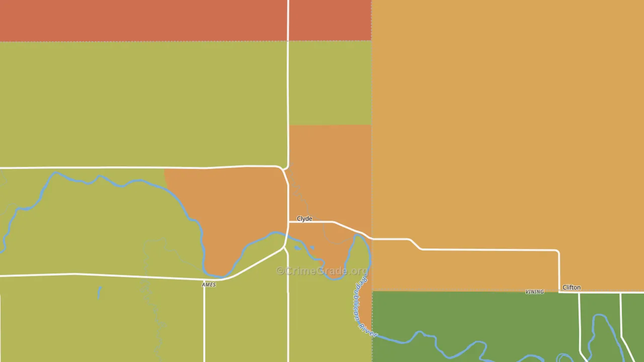 Clyde, KS Map of Burglary Rates