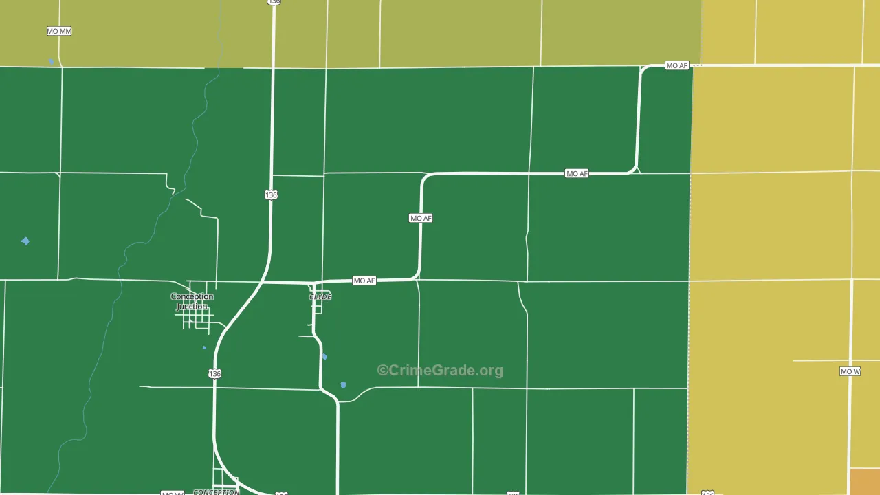 Clyde, MO Map of Burglary Rates