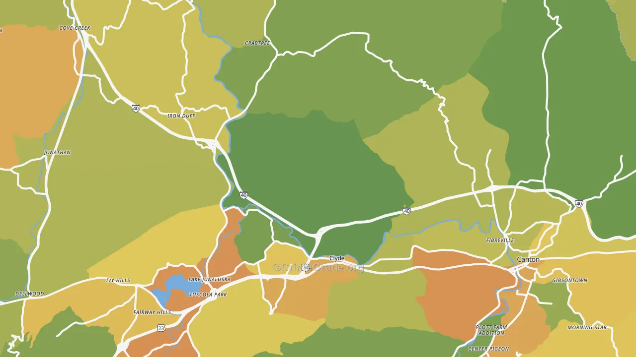Clyde, NC Map of Burglary Rates