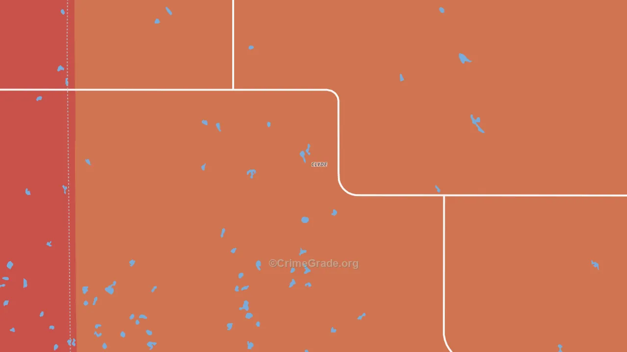Clyde, ND Map of Burglary Rates
