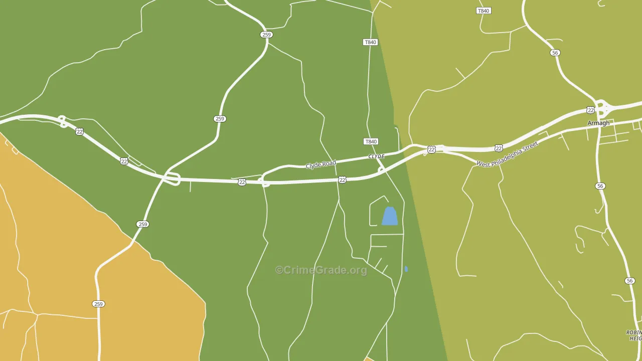 Clyde, PA Map of Burglary Rates