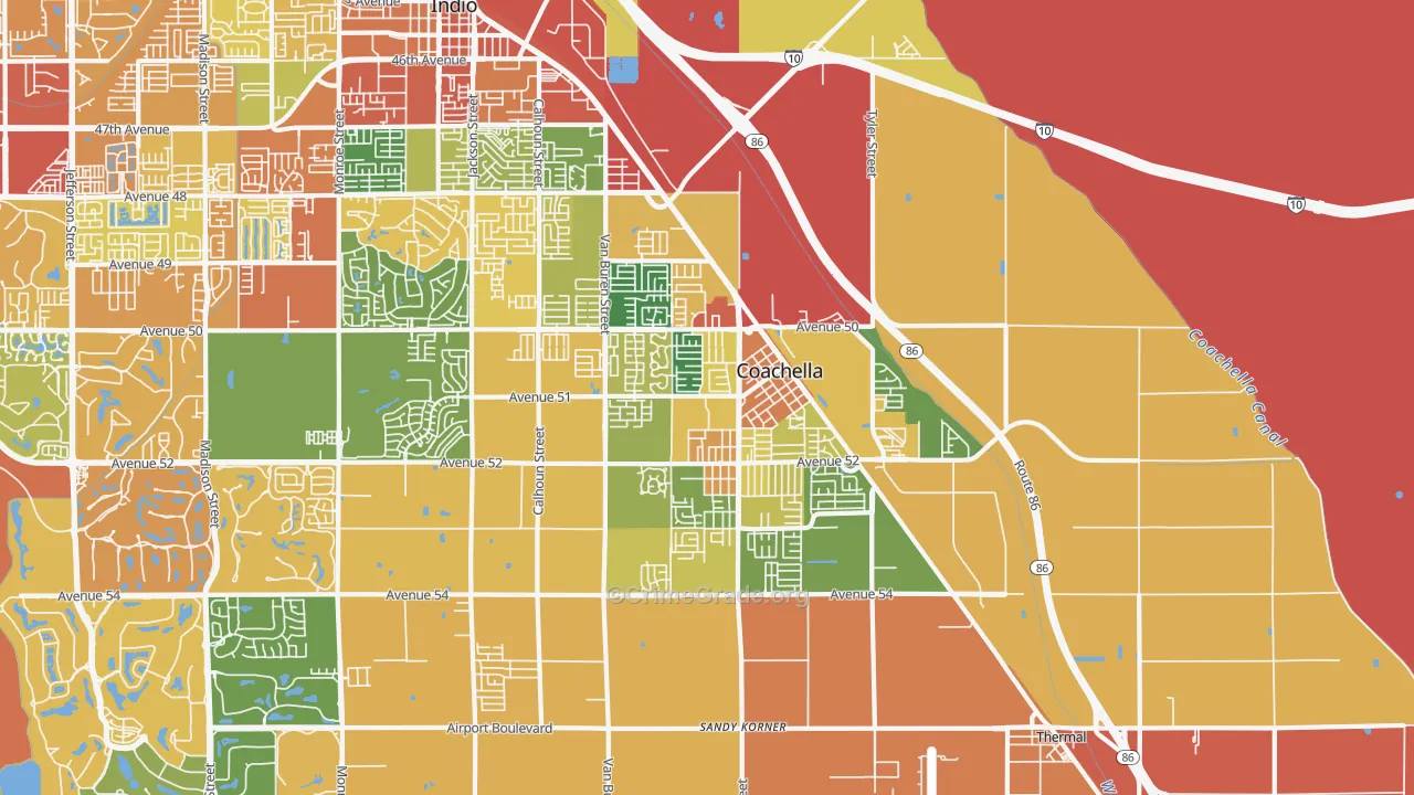 Coachella, CA Map of Burglary Rates