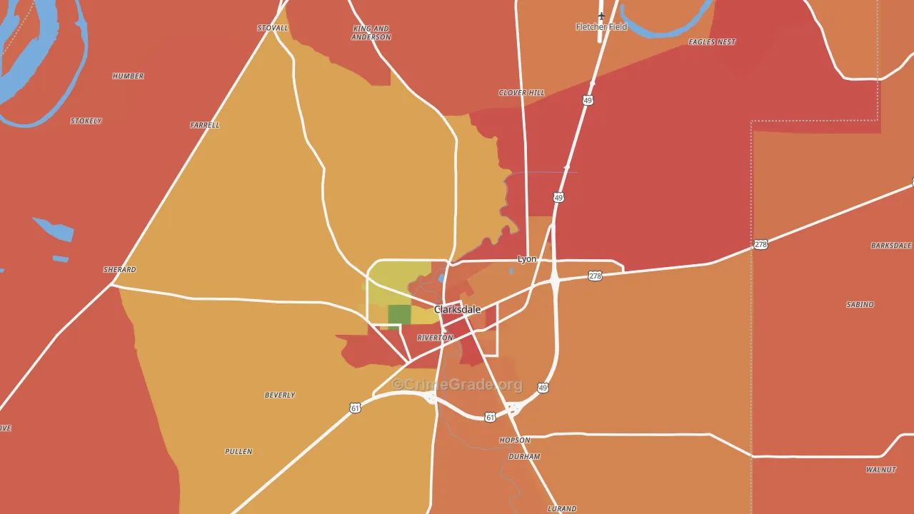 Coahoma County, MS Map of Burglary Rates