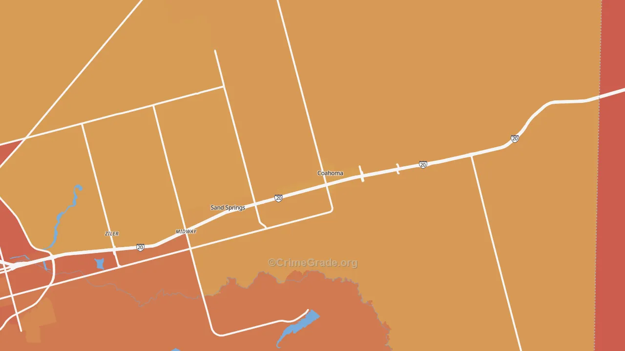 Coahoma, TX Map of Burglary Rates