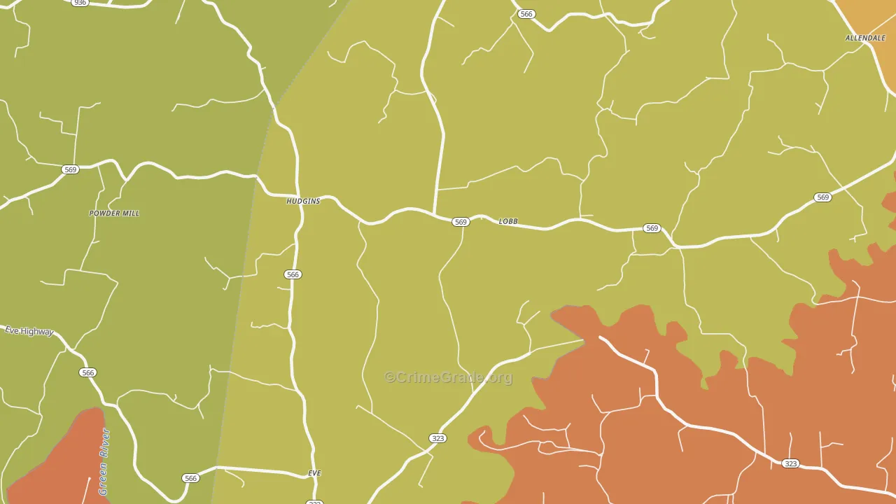 Coakley, KY Map of Burglary Rates