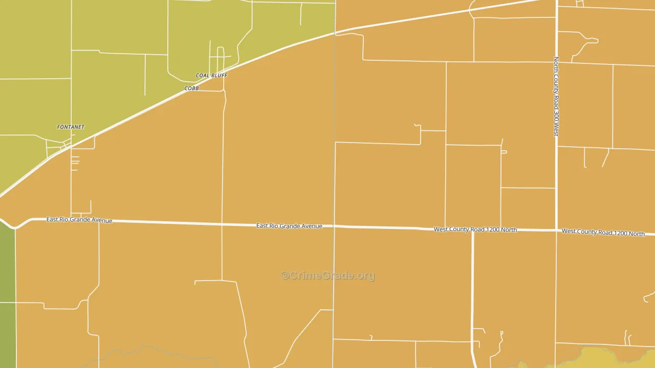Coal Bluff, IN Map of Burglary Rates