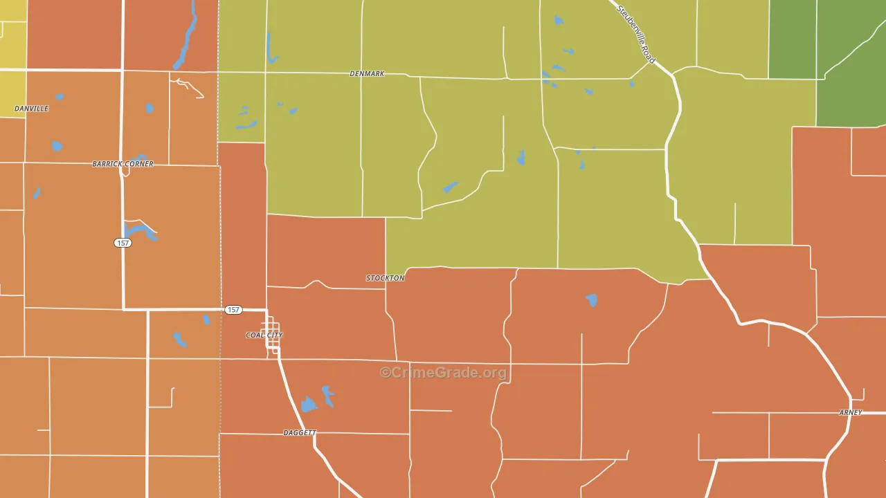 Coal City, IN Map of Burglary Rates