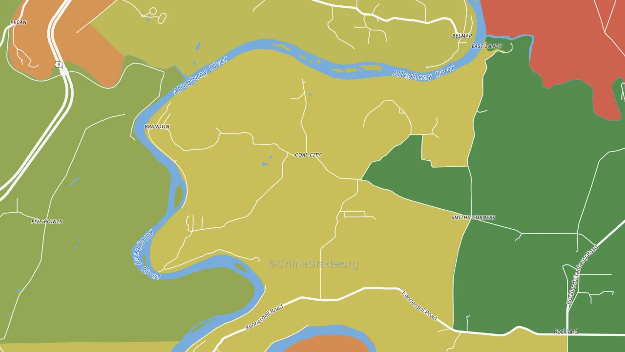 Coal City, PA Map of Burglary Rates