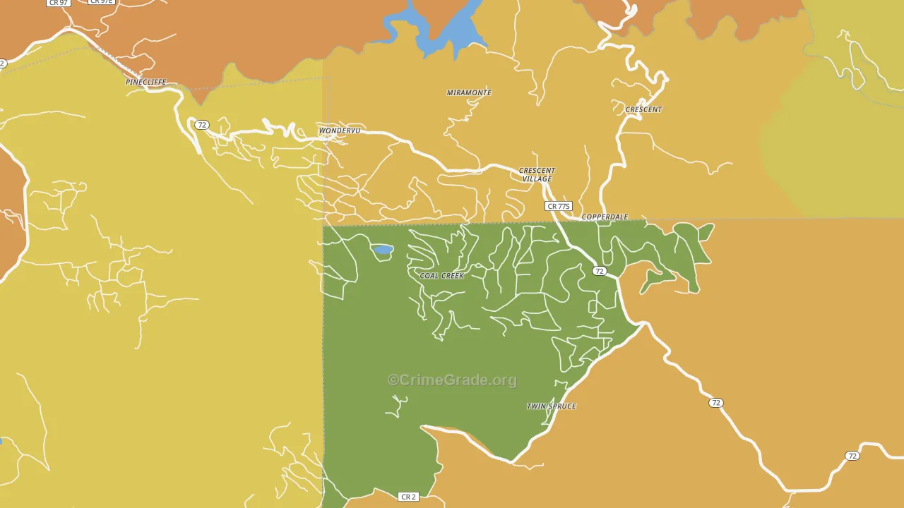 Coal Creek, CO Map of Burglary Rates