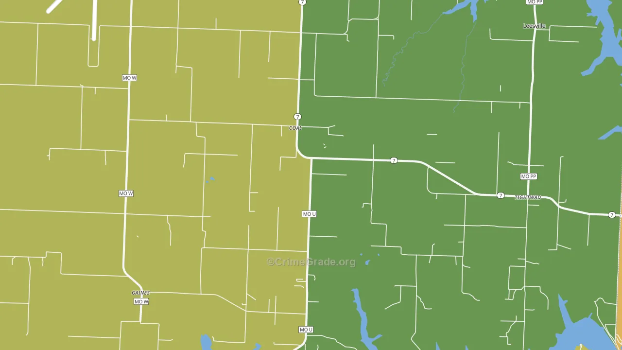 Coal, MO Map of Burglary Rates