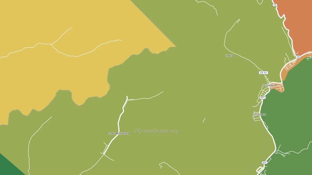 Coal Mountain, WV Map of Burglary Rates